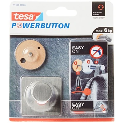 Afbeelding van 1x Powerbutton haakjes large vierkant Tesa Handdoekhaakjes