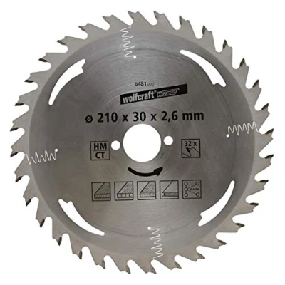 Afbeelding van Wolfcraft 6481000 Hardmetaal cirkelzaagblad 210 x 30 mm Aantal tanden: 32 1 stuk(s)