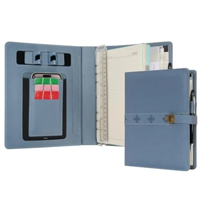 Afbeelding van WASON A5 Journal Binder PU Lederen Samenstelling Notebook Gelijnd Spiraal Dagboek Portfolio met Pen, Hervulbaar Papier, Verwijderbaar Klembord, Notepad voor Zakelijke Reizen School Planner Organizer