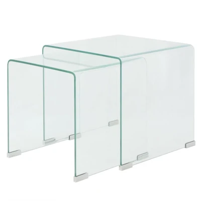 Afbeelding van Bijzettafel set 2 dlg transparant gehard glas