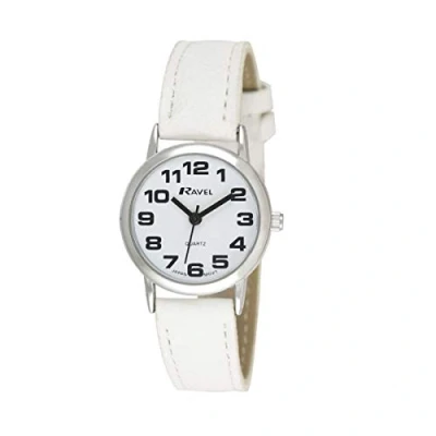 Afbeelding van Ravel uniseks gemakkelijk te lezen horloge met grote getallen (36mm) Wit/zilverkleurig/witte wijzerplaat