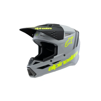 Afbeelding van Alpinestars 2025 Supertech M3 Radium Jeugd Crosshelm Mat Grijs / Zwart Fluor Geel maat YS