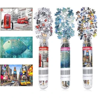 Afbeelding van 3 Pack Mini Jigsaw Puzzels 150 Stuks Voor Volwassenen Kleine Puzzel 6 x 4 Inch Entertainment Speelgoed Home Decor (Londen, Tijdplein, Vis en Huis)