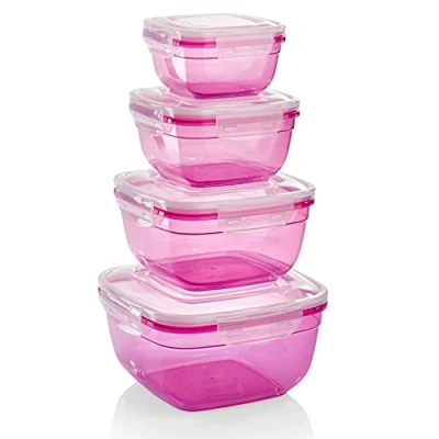 Afbeelding van Grizzly Voedsel opbergbox Set met Deksels Vierkant van 4 containers verschillende grootte Lekvrij Luchtdicht BPA vrij