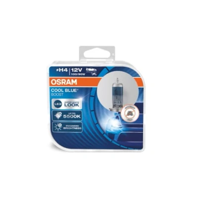 Afbeelding van Osram Halogeenlamp H4 12V 90/100W Wit/IJsblauw 5000K Intens Cool Blue Boost Set 2 stuks