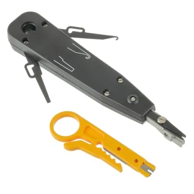 Afbeelding van EPLZON LSA Punch Down Tool Krimptang Slagtang met mini striptang, voor netwerkstopcontacten, inleggereedschap, krimptang, bevestiging van de voeding (zwart)