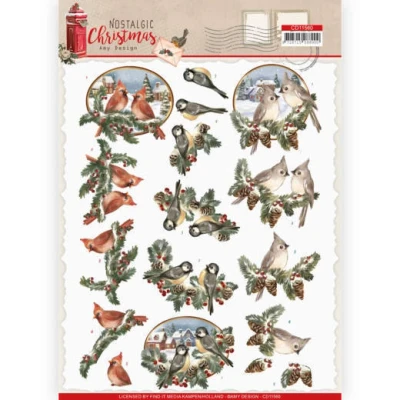 Afbeelding van Christmas Birds Nostalgic 3D cutting sheet by Amy Design 10 stuks