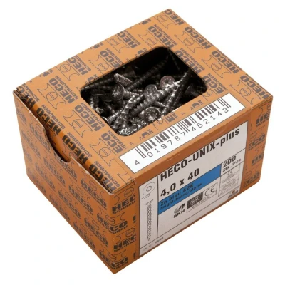 Afbeelding van HECO UNIX PLUS spaanplaatschroeven platkop 5x40 mm Torx 25 verzinkt 200 st