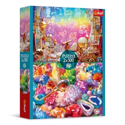 Afbeelding van Trefl 2 in 1 puzzel: Kosmos en kristallen x 500 stukjes Set van twee legpuzzels, doe het zelf, creatief vermaak, voor volwassenen kinderen vanaf 10 jaar