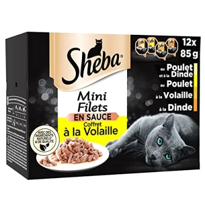 Afbeelding van Sheba Mini filets voor volwassen katten, kip en saus, 6 x 12 85 g (verpakking kan variëren)