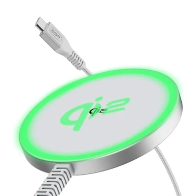 Afbeelding van ESR Qi2 15 W Magsafe oplader, draadloze oplader voor Apple, oplaadpad iPhone 15/14/13/12 serie, Airpods 4, magnetische laadpad met A/C kabel, zilver