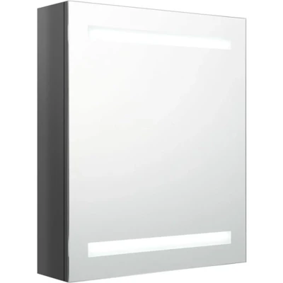 Afbeelding van Badkamerkast Met Spiegel Led 50X14X60 Cm Glanzend Grijs