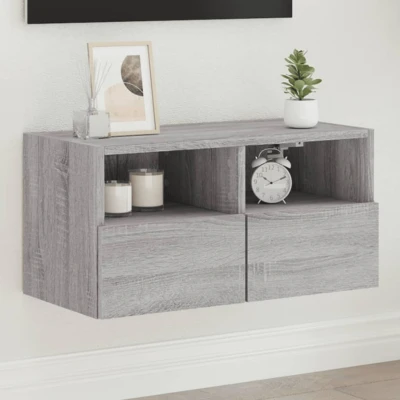 Afbeelding van Tv wandmeubel 60x30x30 cm bewerkt hout grijs sonoma eikenkleur