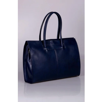 Afbeelding van Leren zakelijke dames aktetas blauw leer by Viabologna
