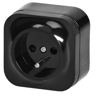 Afbeelding van Miratic Stopcontact 2 x polig + Aarde Type E Opbouw met Glanzende Afwerking 16A/230VAC IP20 Socket voor Veilige en Betrouwbare Stroomvoorziening (Zwart)