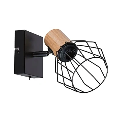 Afbeelding van Paulmann 66766 spots Lanka 1 lamps max. 1x20 watt plafondlamp zwart/hout spot metaal E14