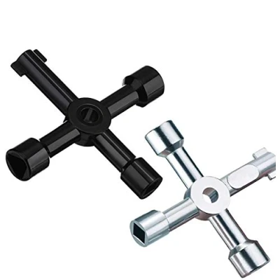 Afbeelding van Maveek Utility Key, 2 Pack 4 weg multifunctionele kastdoos sleutel voor elektrische watergasmeter kast (zilver+zwart)