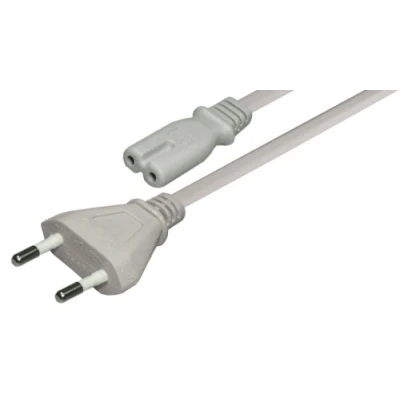 Afbeelding van C7 (recht) CEE 7/16 stroomkabel 2x 0,75mm / grijs 2 meter