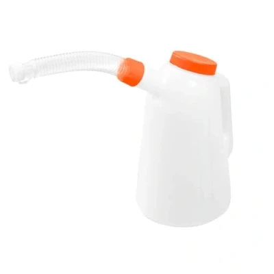 Afbeelding van NEO TOOLS Vulkan met flexibele schenktuit en deksel, 1 3 l, maatbeker/vulkan voor olie enz., wit, olieverversing, onbreekbaar, auto, werkplaats, PE (3 liter)
