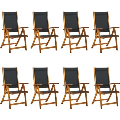 Afbeelding van vidaXL Tuinstoelen inklapbaar 8 st massief acaciahout en textileen