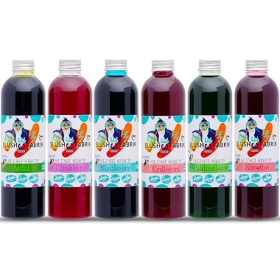 Afbeelding van Siroop partyset 6 x 250 ml voor Slush dranken, slushy ijs zelf maken, concentraat in de machine, 1:5, geen toevoeging van suiker nodig (6 Slush, set 2)
