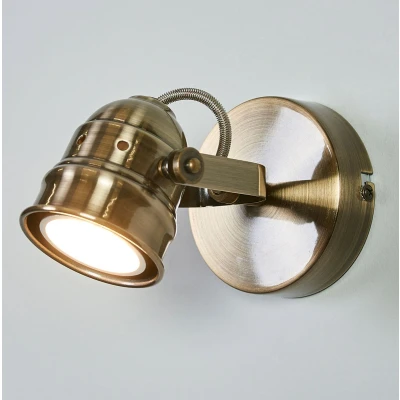 Afbeelding van Lindby LED wandlamp 1licht metaal H: 9.5 cm GU10 oud messing Inclusief lichtbron