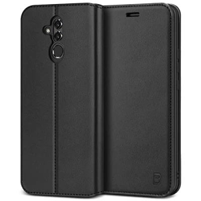 Afbeelding van BEZ Huawei Mate 20 Lite Hoesje Bookcase, Book Case PU Leer Wallet Met Pasjeshouder voor Lite, Telefoonhoes Leren Portemonnee Flip Cover, Standaard, Magnetische Sluiting, Zwart