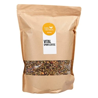 Afbeelding van FRUTEG Herbal Mix Vital Sports Tea 1000 g Losse kruidentempel Stimulerend en verkwikkend Cafeïne gratis Aromatisch met Apple Anis Brombeer Fennel Orange Peppermint 1 kg