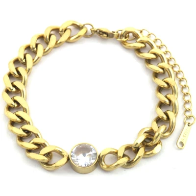 Afbeelding van Armband Dames Zirkonia RVS Lengte 17 21 cm Zilverkleurig en Wit