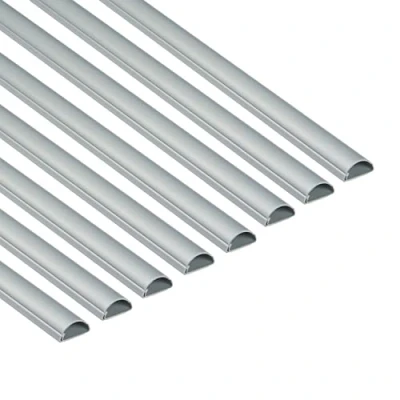 Afbeelding van D Line kabelgoot, 8 stuks, halfronde kan worden geschilderd, zelfklevende snoerbeschermer, verbergen van tv kabels, kabelbeheer 8x 30mm (B) x 15mm (H) 1m lang (8m) aluminiumeffect