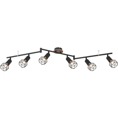 Afbeelding van Globo Plafondlamp Xara I 6 lichts zwart met hout 54802S 6H