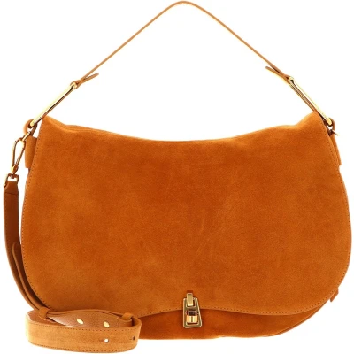 Afbeelding van COCCINELLE Leren Handtas Schoudertas Magie Suede Handbag Resina Terracotta
