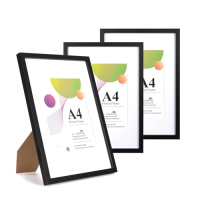 Afbeelding van Scholar Tree A4 zwarte lijst 3 stuks, witte foto 21 x 29,7 cm, fotolijsten met standaard, tafelblad of wandophanging, houten 6x8 bevestiging