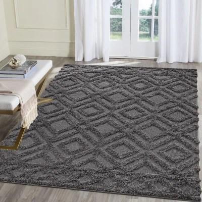 Afbeelding van Luxus Shaggy Hoogpolig Vloerkleed Hoog Laag Design Grijs Rechthoekig Zacht en Luxe Tapijt 80x150 cm Rechthoek Polypropyleen