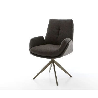 Afbeelding van DELIFE Draaistoel Clea Flex materiaalmix zwart kruisframe breed afwerking met titanium 360 draaibaar rocker functie