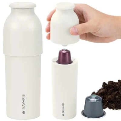 Afbeelding van Navaris koffiecups recycler Scheidt afval het aluminium van koffiedik Maak compost Recycle afvalbak Koffiecapsules leger Wit