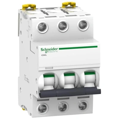 Afbeelding van Schneider electric ic60l 3p c63 miniatuur vermogensschakelaar 63a netwerktype ac dc netwerkfrequentie 50 60hz curvecode c a9f94363
