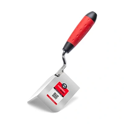 Afbeelding van COMENSAL® Hoekelle buitenhoekspel 60x100 buitenhoekspatel roestvrij staal metselaarslepel stukaateur troffel met ergonomische zachte grip Made in EU