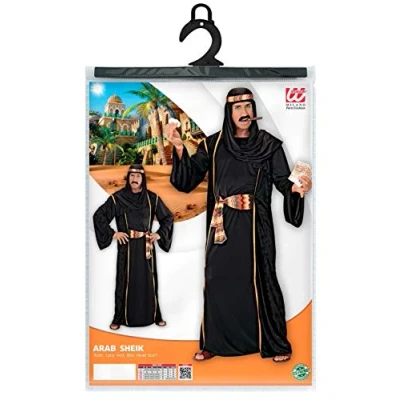 Afbeelding van Widmann 1001 Nacht &amp; Arabisch Midden Oosten Kostuum Zeer Rijke Olie Sjeik Man Zwart XL Carnavalskleding Verkleedkleding