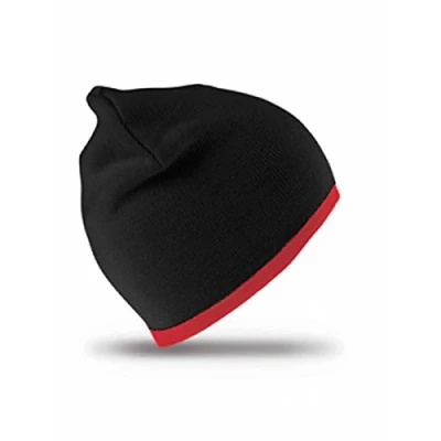 Afbeelding van Result Soft Feel Cuffless Reversible Beanie RC46 black/red