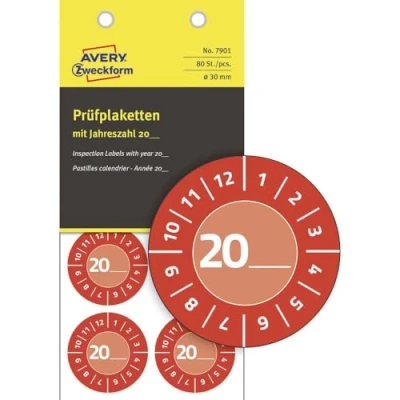 Afbeelding van Avery, Stickers, Zweckform 80 st. testbadge 20XX Rood (Ø) 30 mm