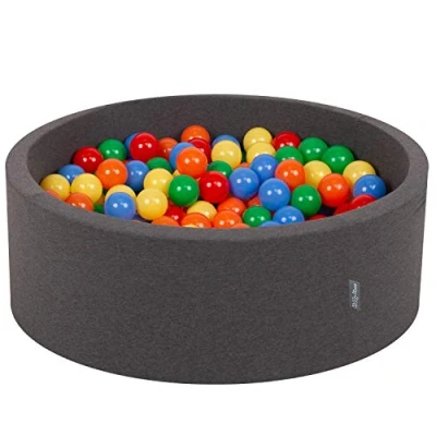 Afbeelding van KiddyMoon Schuim Ballenbak Voor Kinderen Met Ballen Ø 7 Cm Gemaakt In EU, Donkergrijs:Geel Groen Blauw Rood Oranje,90X30cm/200