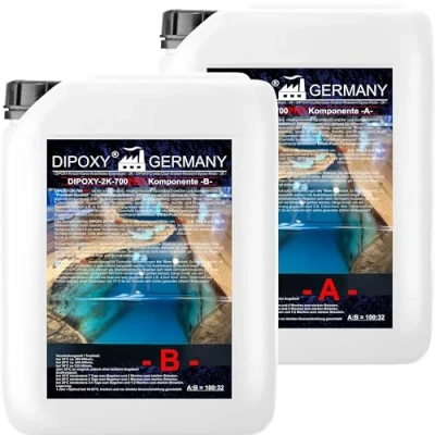 Afbeelding van 3,96kg DIPOXY 2K 700PRO epoxyhars tot 10cm! Hars met verharder EP lamineerhars professionele kwaliteit glasheldere giethars epoxy UV staaf. Houten tafel vloer Aquarium Terra Vormenbouw GFK