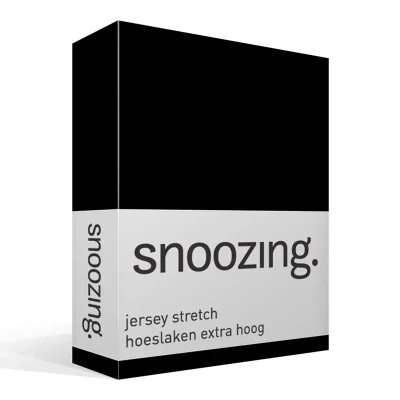 Afbeelding van Snoozing Jersey Stretch Hoeslaken Extra Hoog Lits jumeaux 160/180x200/220 cm Zwart