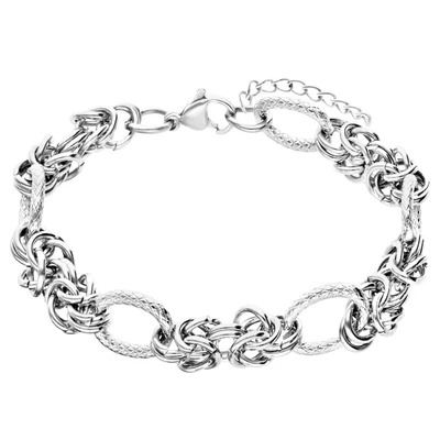 Afbeelding van Lucardi Dames Stalen Armband met bewerking Staal Zilverkleurig 20 cm