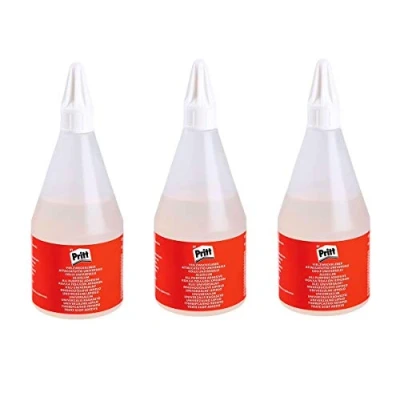 Afbeelding van Pritt Multifunctionele lever, sneldrogende alleslijm, oplosmiddelvrije knutsellijm voor kinderen, vloeibare lijm vele materialen, 3 x 205 g, transparante flessen