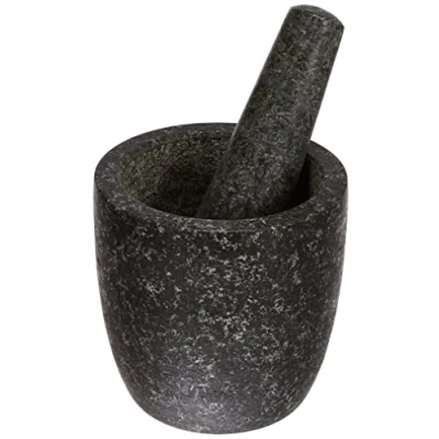 Afbeelding van Jade Temple steenvijzel met stamper, in set, effectieve en eenvoudige vijzel van massief graniet een diameter 12 cm hoogte