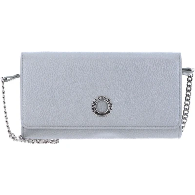 Afbeelding van MANDARINA DUCK Leren Kaarthoes Schoudertas Mellow Lux Wallet Bag Snow Zilverkleurig