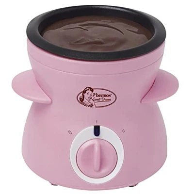 Afbeelding van Bestron Chocolade Fondueset voor 2 Personen, elektrische Chocofondue incl. 10x spiesen, vorken en 1x spatel, 25 Watt, kleur: roze