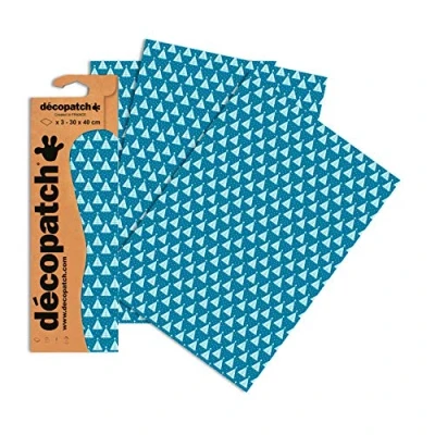 Afbeelding van Clairefontaine C672O Decopatch papier, 3 pack rood en wit met sneeuwvlokken Format : 395 x 298 mm Blauw kerstbomen